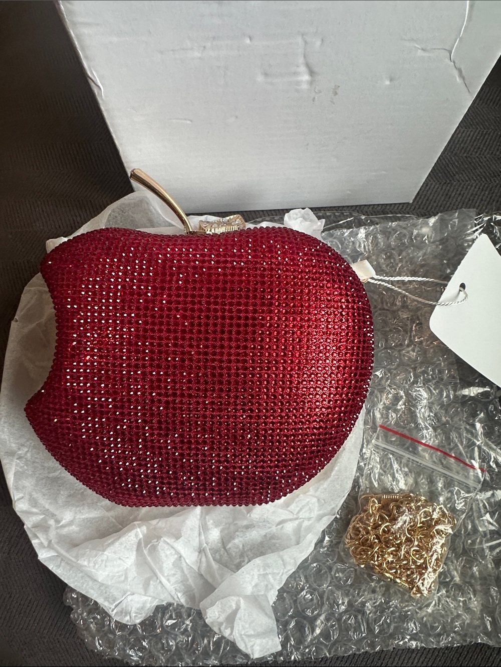 Red Crystal Apple-Shaped Evening Clutch
